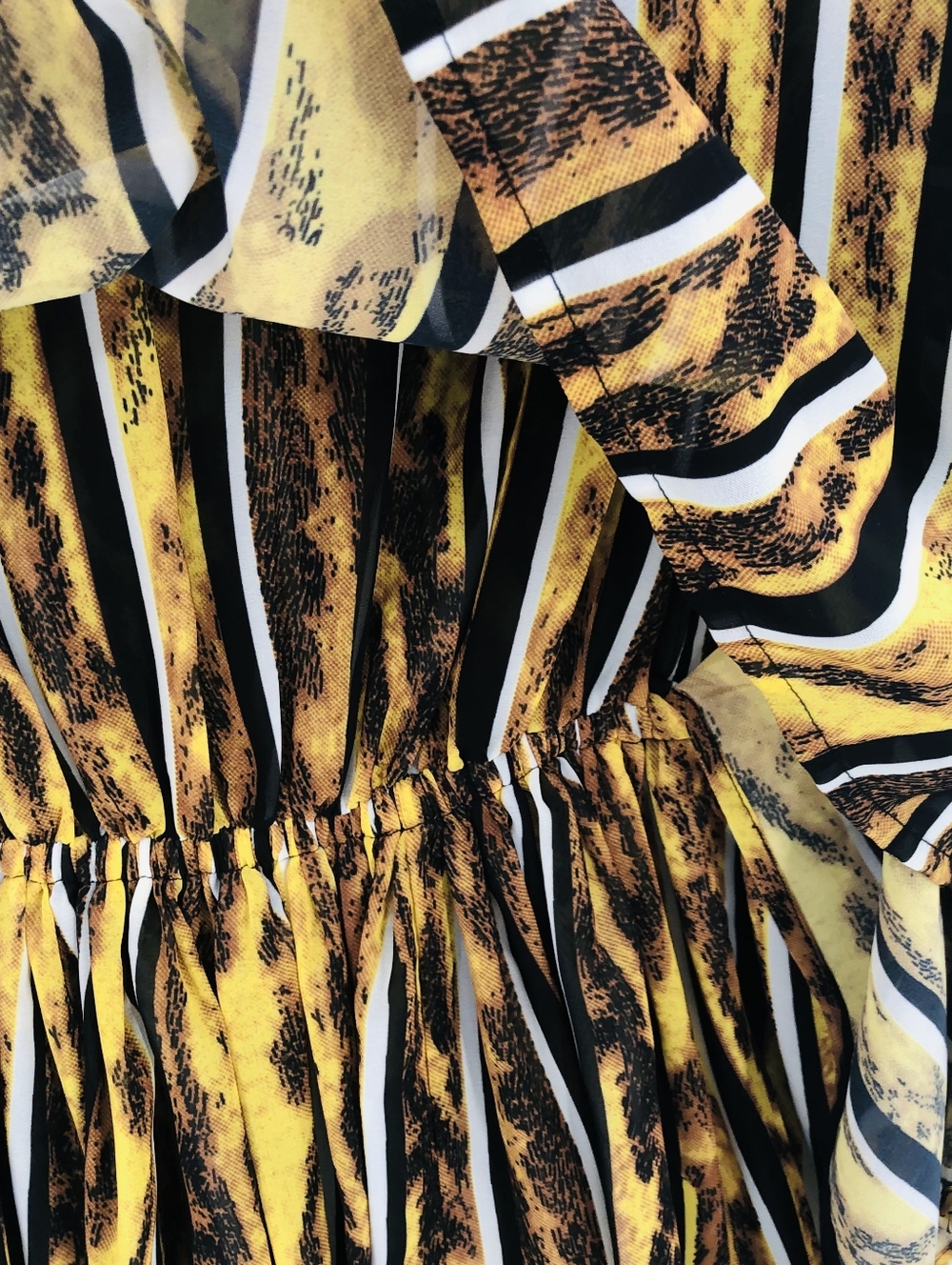 Hotel Particulier Yellow, Brown, Black Striped Animal Print Mini Dress, Italy S - Picture 4 of 9